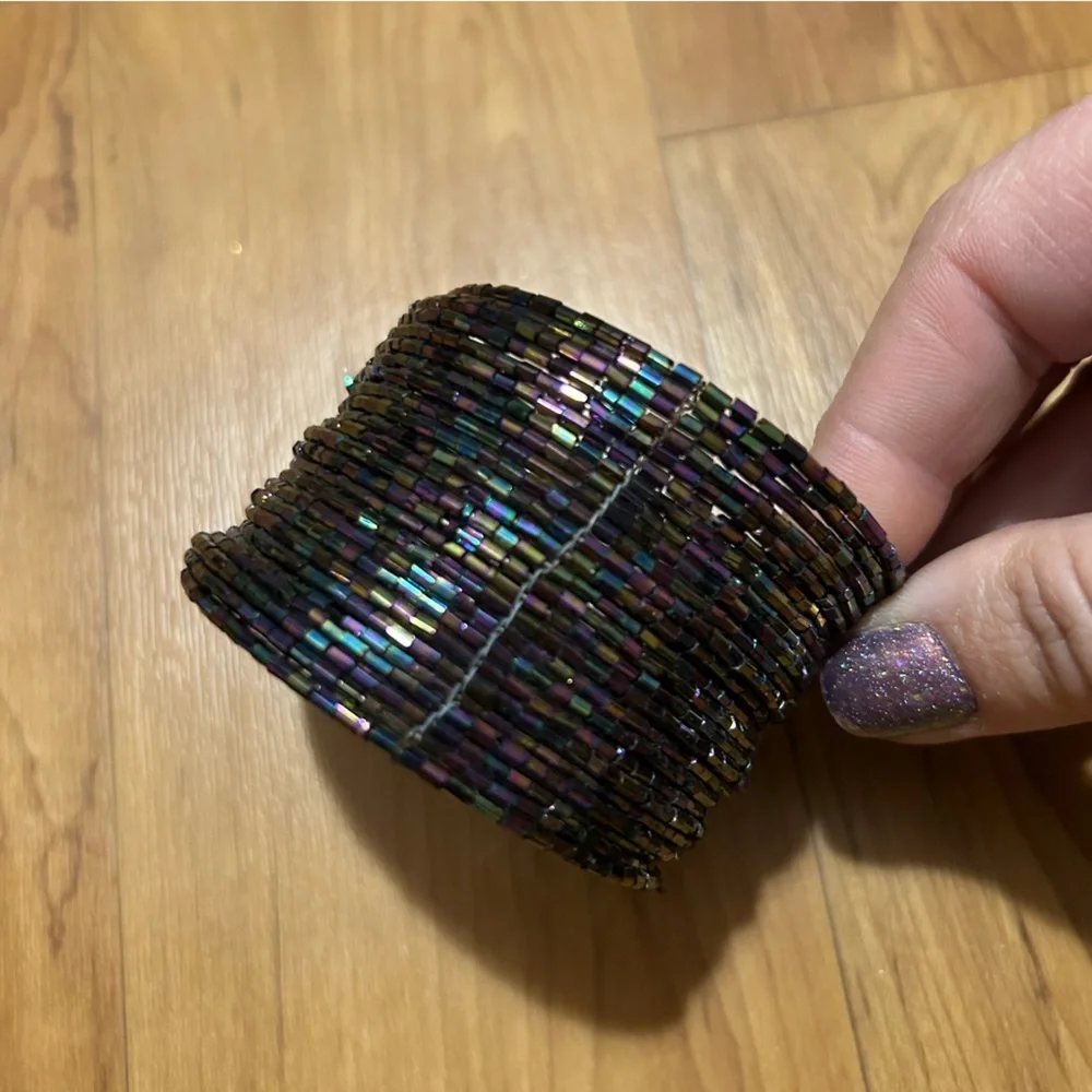 Black Iridescent Beaded Bracelet